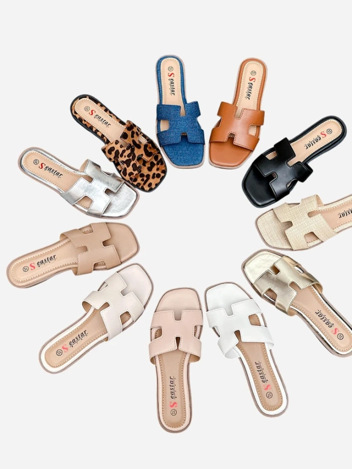 Royalfashion Женские слайдеры на плоской подошве Eval