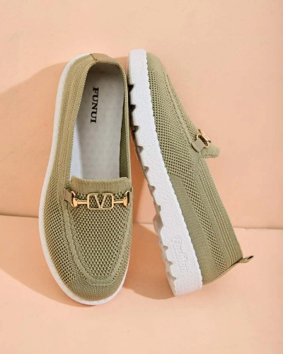 Royalfashion Женские тканевые мокасины с золотым украшением Erticae