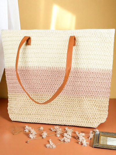 Royalfashion Большая женская соломенная сумка с яркими полосками