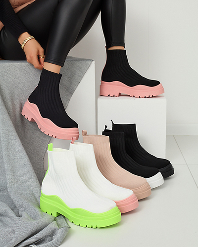 Naiste saapad paksemal tallal valge ja roosa värviga Korlic-Shoes
