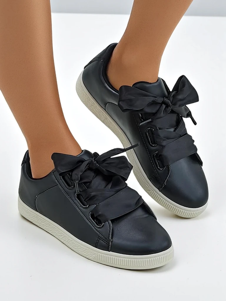 Royalfashion Women's eco-leather sneakers with decorative laces Etti