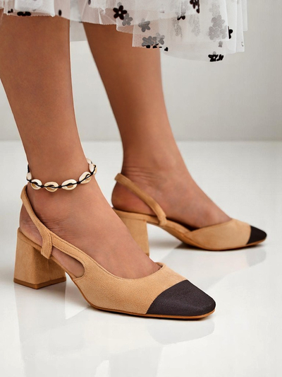 Royalfashion Women's Low Heel Pumps with Decorative Toe Eleganzo