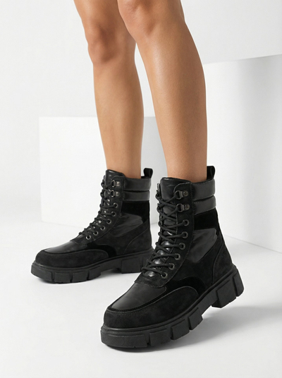 Черные женские утепленные ботинки-трапперы Kasemi- Footwear