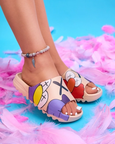 Beežid kummist naiste sussid Pfizz trükiga - Jalatsid