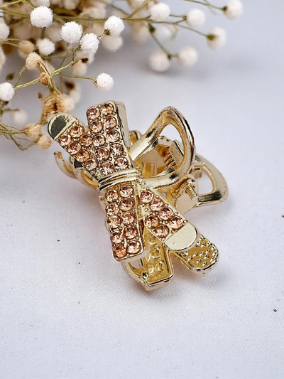 Royalfashion Hair Clip with Rhinestones Golden Clip