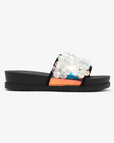 Royalfashion Black women's decorated Maurelle flip-flops