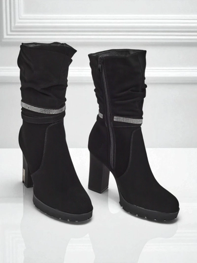 Matte Women's Ankle Boots with Block Heel Ashen Bloom