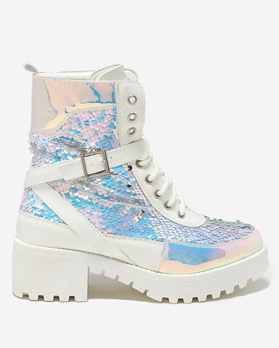 White women's boots with sequins from Impresa - Footwear