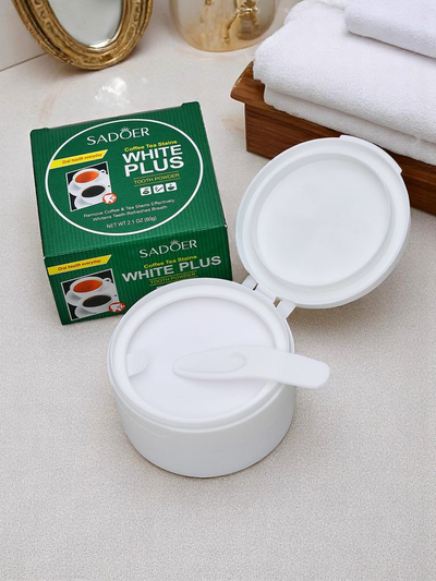 Sadoer Whitening tooth powder removing stains from coffee and tea