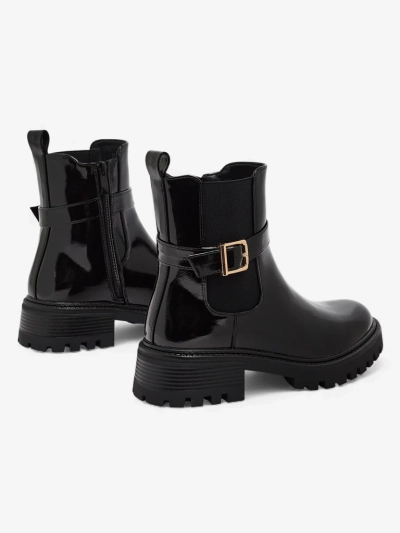 Calivi Women's Patent Faux Leather Ankle Boots