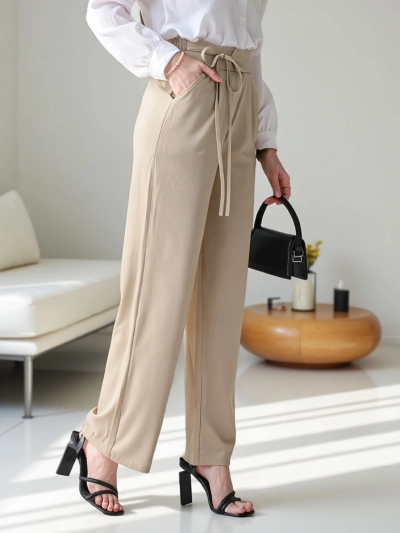 Royalfashion Wide women's trousers with side ties