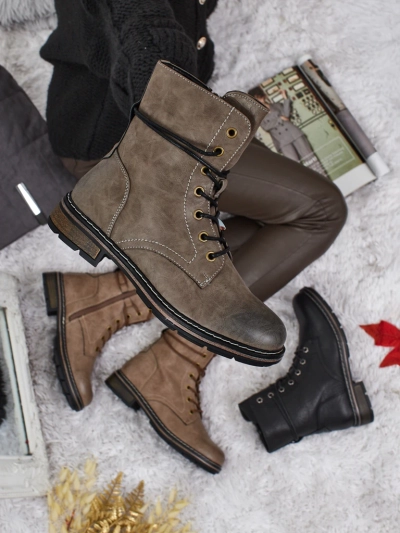 Eco-leather laced women's ankle boots Ravonna