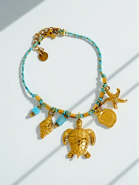 Thalassa Aurea Bracelet - marine inspiration with gold-plated metal pendants