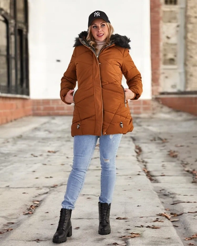 Royalfashion pruun naiste talvejope