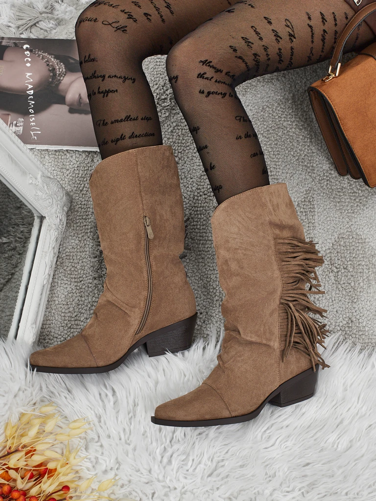 Women's heeled cowboy boots with tassels Selva