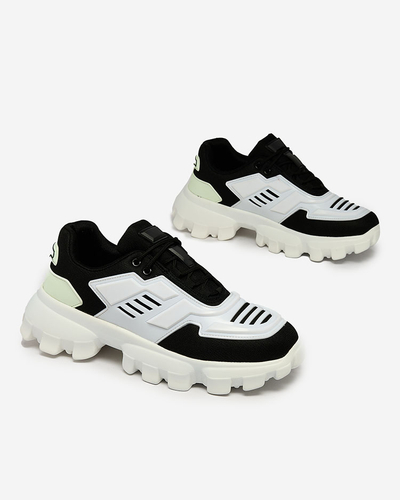 Royalfashion White and black fabric sports sneakers for men Lamkim