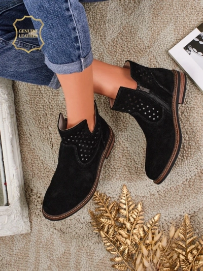 Aurelia Nero seemisnahast ažuursed naiste madalad saapad 3cm kontsaga