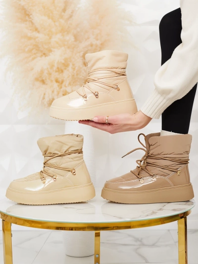 Royalfashion Women's slip-on snow boots in beige Dabenda