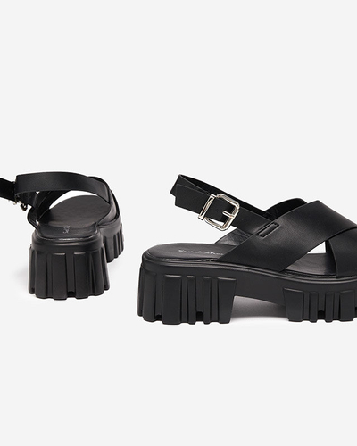 Black women's sandals on a massive Otida sole - Footwear