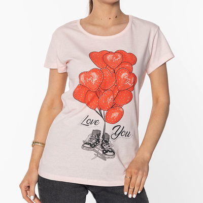 Ladies 'Pink Printed T-Shirt - Clothing