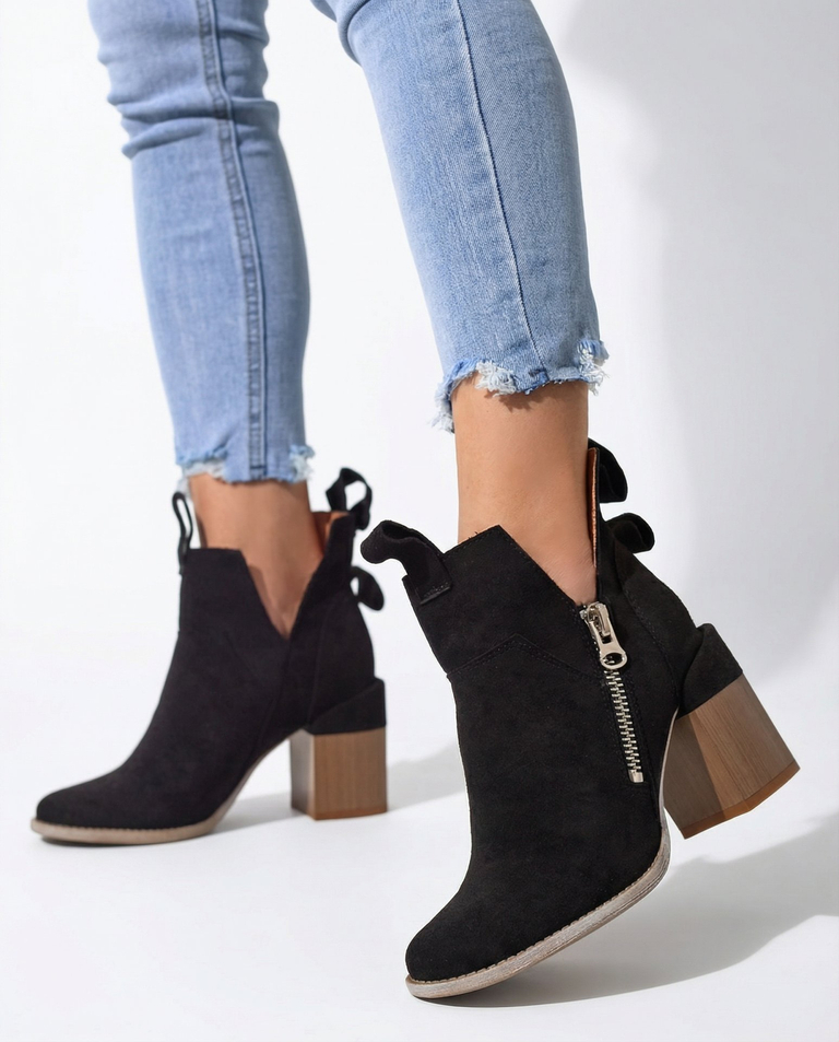Black women's boots on a square post Darera - Footwear