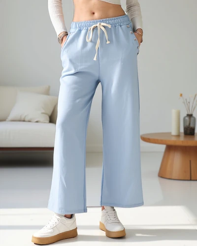 Royalfashion Women's wide sweatpants made of viscose with zirconia