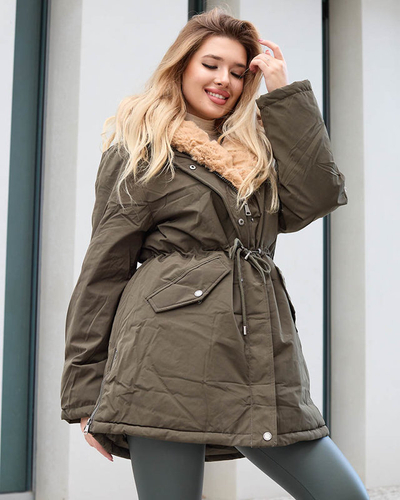 Women's green winter jacket PLUS SIZE - Clothing