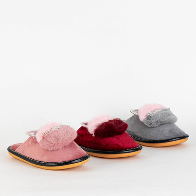 Pink women's slippers with Milonu's cat - Footwear