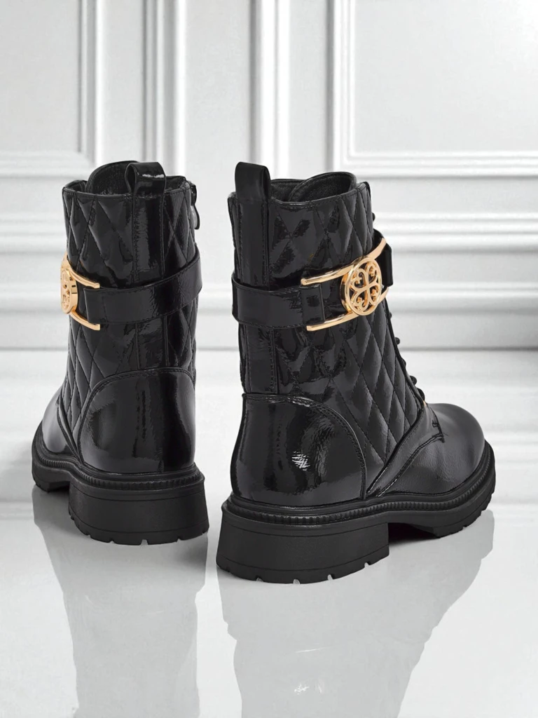 Стеганые женские ботинки из экологичной лакированной кожи Opal Verge