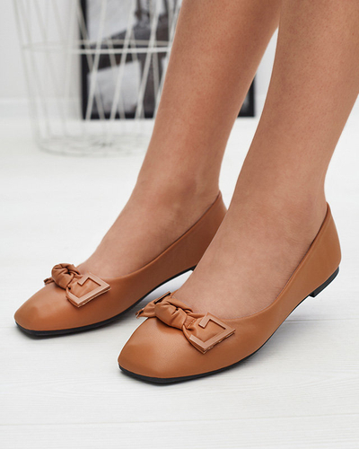 Naised kaameli värvi balleriinid kaunistusega ninaosas Caxien- Jalatsid