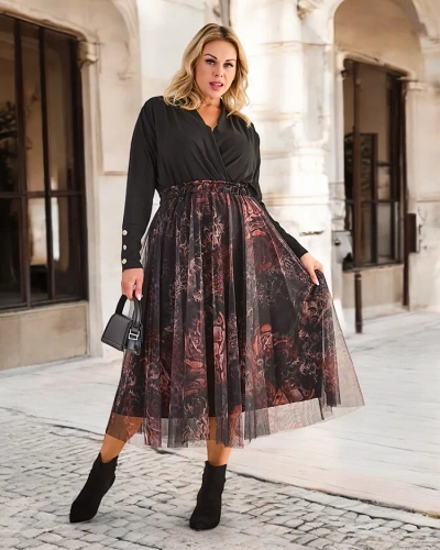 Royalfashion Kvinnadi's two-layered midi skjørt