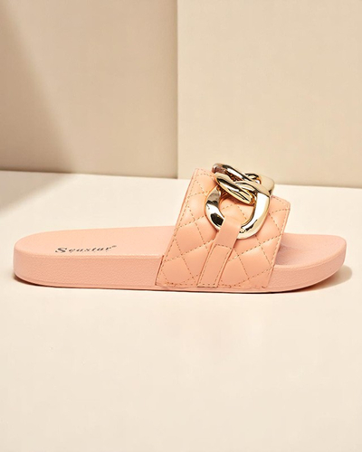 Naiste korallidest tepitud sandaalid kuldketiga Eteris - Jalatsid