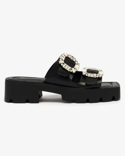 Royalfashion Mustad naiste kaunistatud Tireta kontsaga flip-flopid