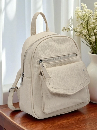 Astrea Classica women's eco-leather backpack in white and beige