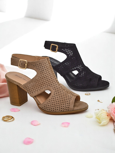 Royalfashion women’s hollow-out block heel sandals Abetle