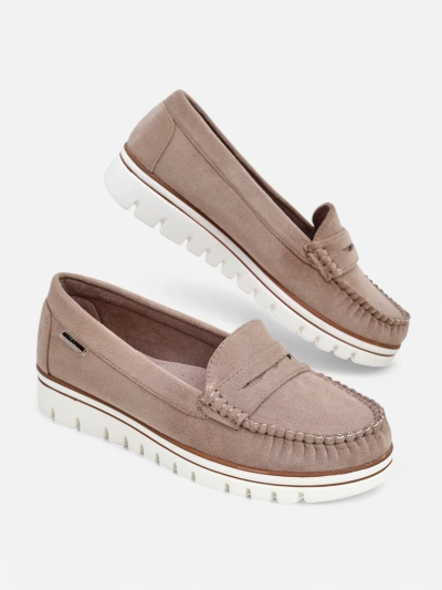 Luna Elegance of Beige Eco-Leather Moccasins