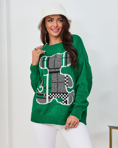 Royalfashion Dark green women's teddy sweater