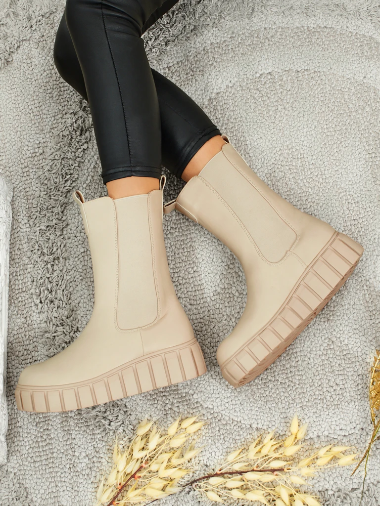 Livora Eco-Leather High Ankle Boots for Women